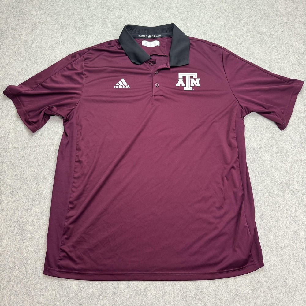 Texas A&M Aggies Shirt Mens XL Maroon Red NCAA Adidas Climalite Polo Golf